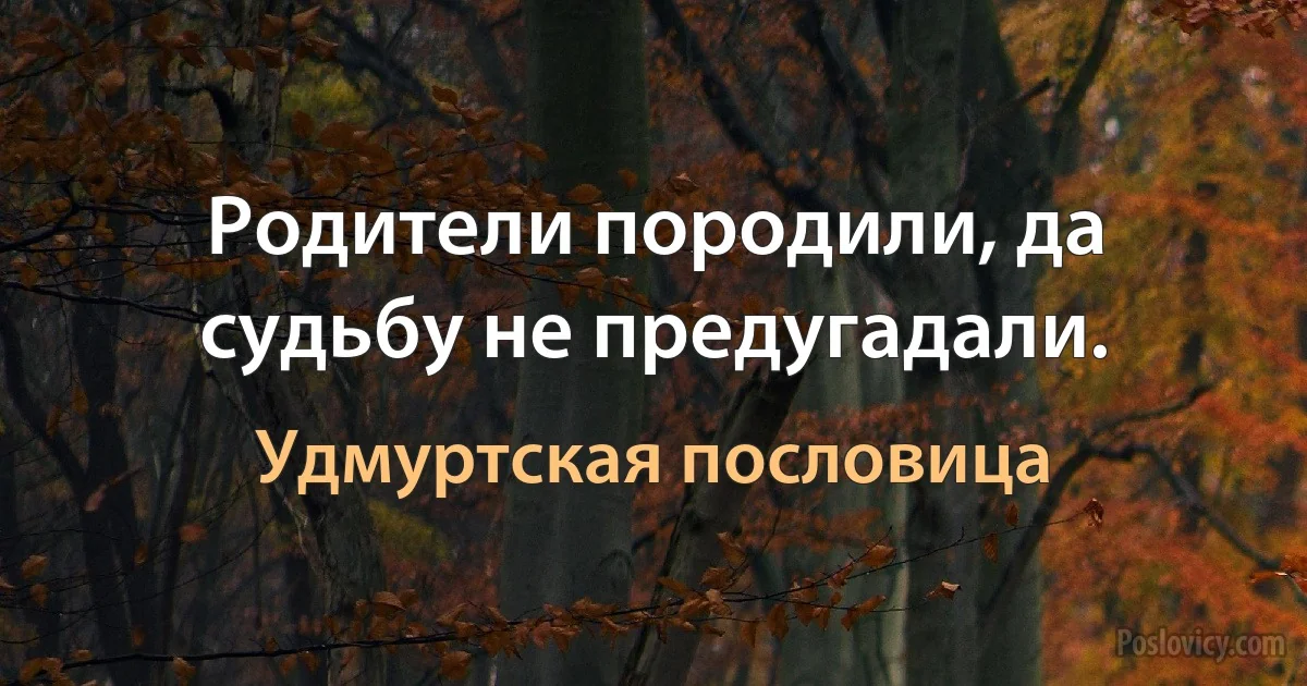 Родители породили, да судьбу не предугадали. (Удмуртская пословица)