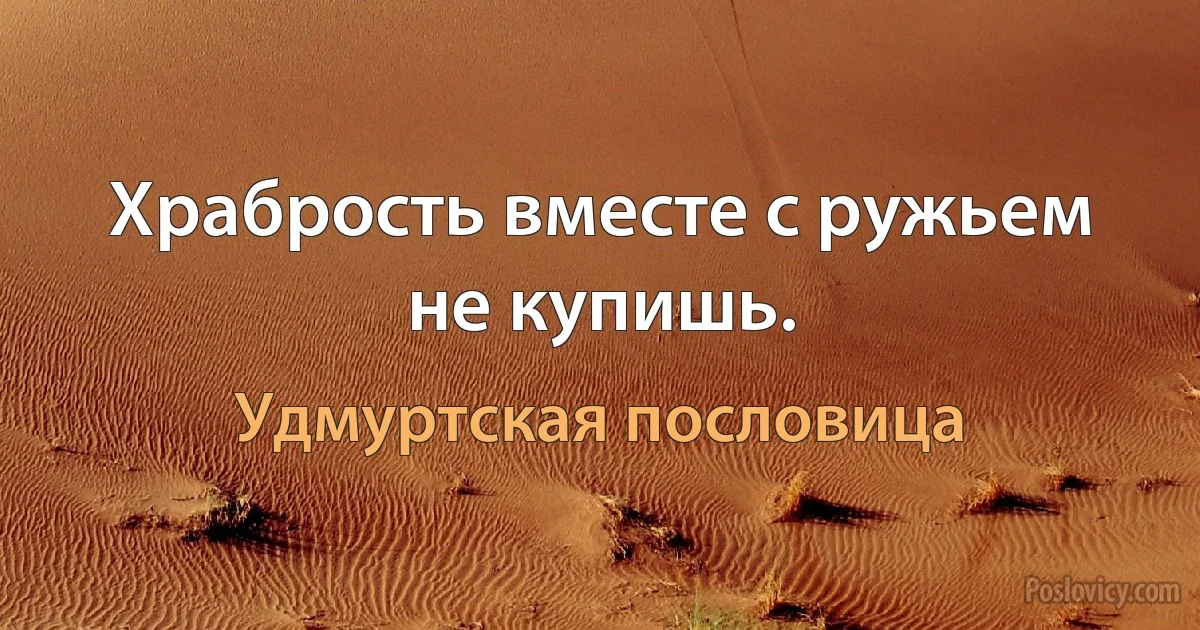 Храбрость вместе с ружьем не купишь. (Удмуртская пословица)