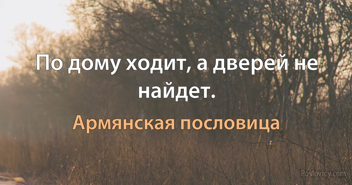 По дому ходит, а дверей не найдет. (Армянская пословица)