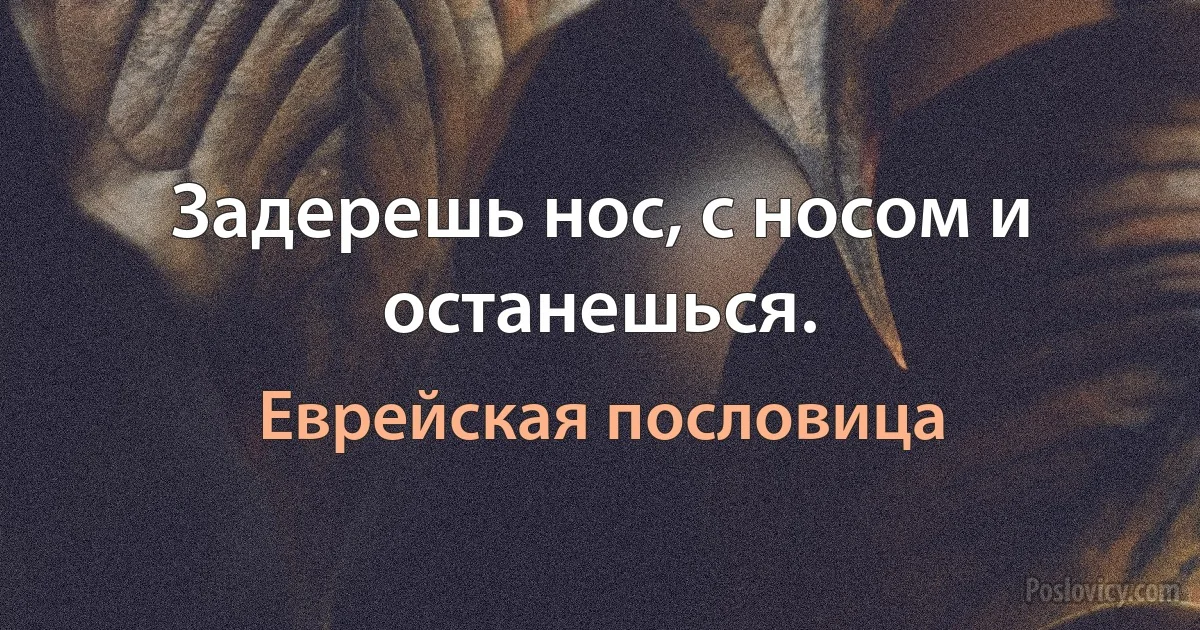 Задерешь нос, с носом и останешься. (Еврейская пословица)