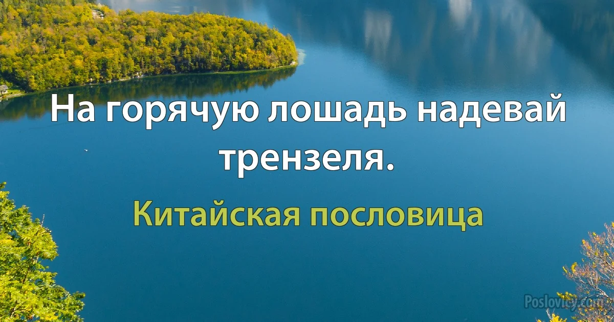 На горячую лошадь надевай трензеля. (Китайская пословица)