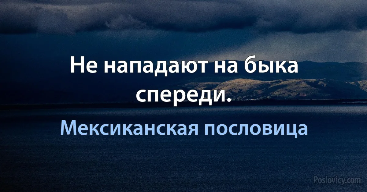 Не нападают на быка спереди. (Мексиканская пословица)