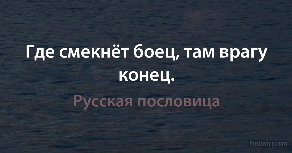 Где смекнёт боец, там врагу конец. (Русская пословица)