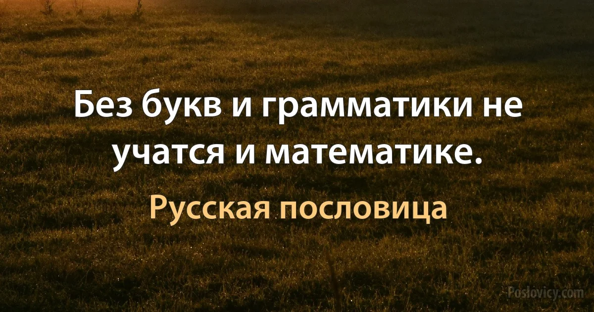 Без букв и грамматики не учатся и математике. (Русская пословица)