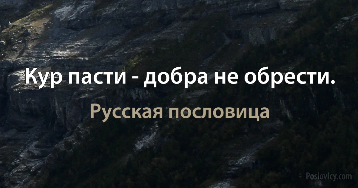 Кур пасти - добра не обрести. (Русская пословица)