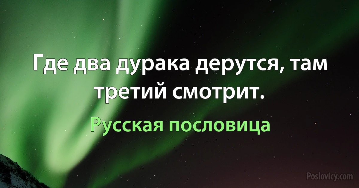 Где два дурака дерутся, там третий смотрит. (Русская пословица)