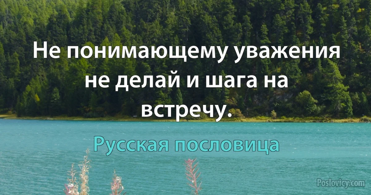 Не понимающему уважения не делай и шага на встречу. (Русская пословица)