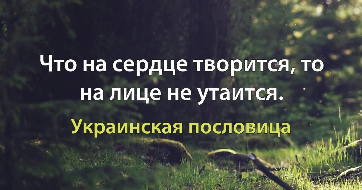 Что на сердце творится, то на лице не утаится. (Украинская пословица)