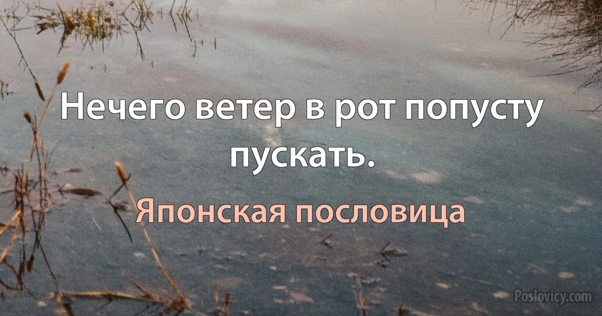 Нечего ветер в рот попусту пускать. (Японская пословица)