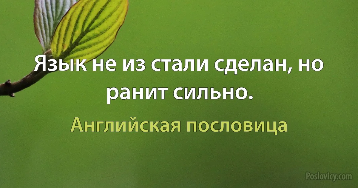 Язык не из стали сделан, но ранит сильно. (Английская пословица)