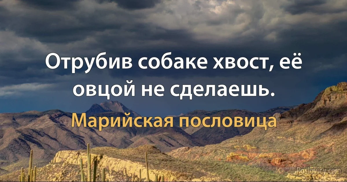 Отрубив собаке хвост, её овцой не сделаешь. (Марийская пословица)