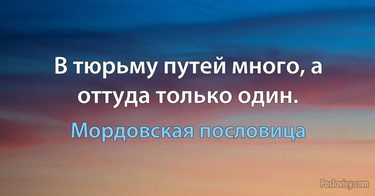 В тюрьму путей много, а оттуда только один. (Мордовская пословица)