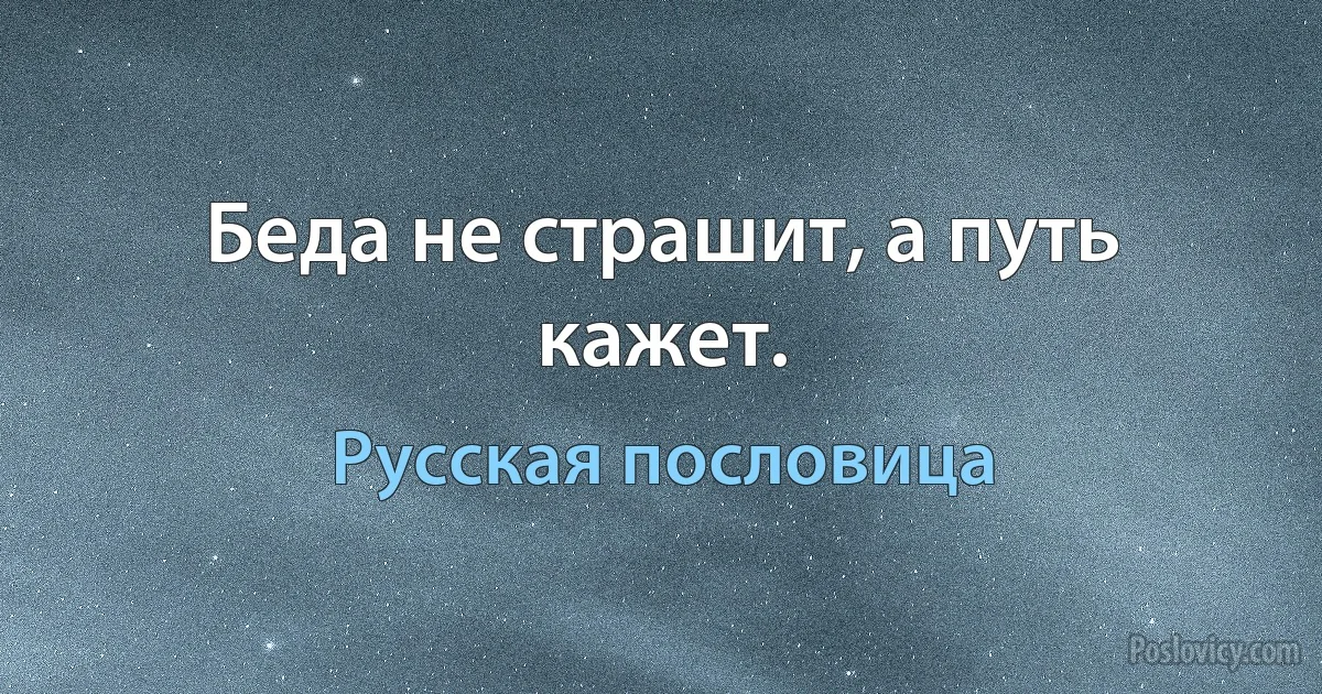 Беда не страшит, а путь кажет. (Русская пословица)