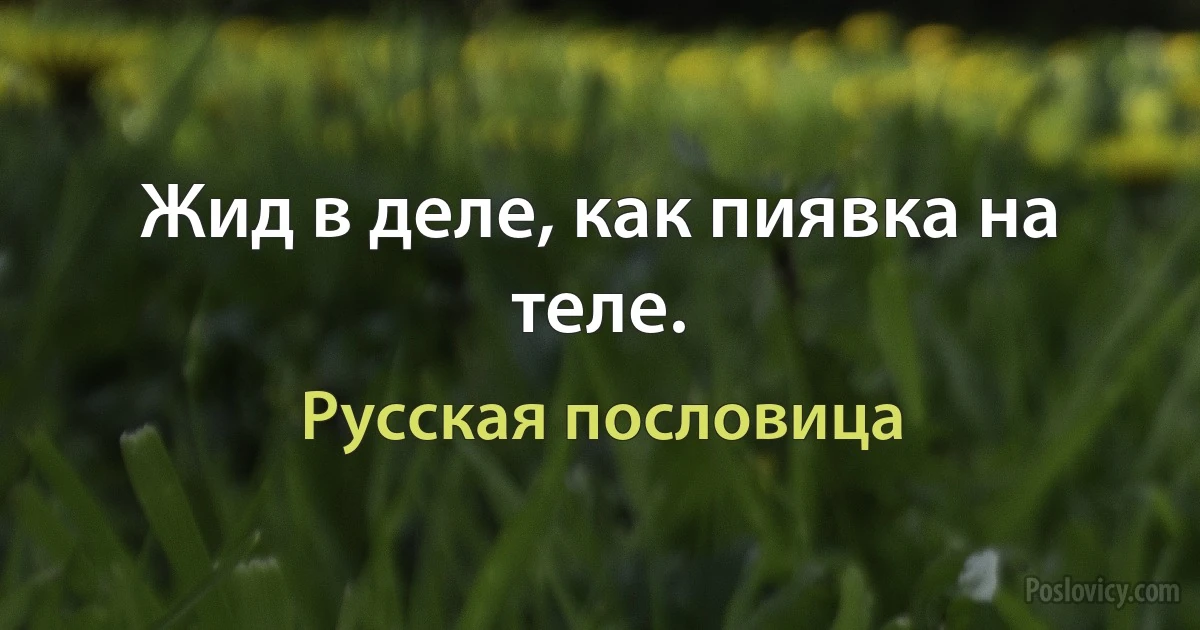 Жид в деле, как пиявка на теле. (Русская пословица)