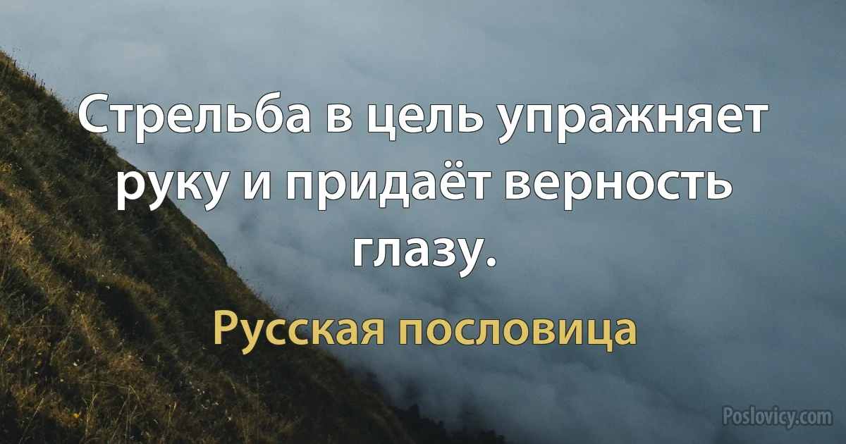 Стрельба в цель упражняет руку и придаёт верность глазу. (Русская пословица)