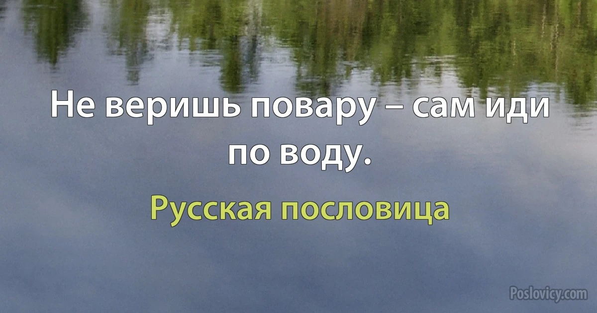 Не веришь повару – сам иди по воду. (Русская пословица)