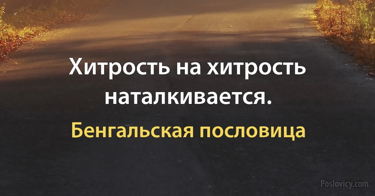 Хитрость на хитрость наталкивается. (Бенгальская пословица)