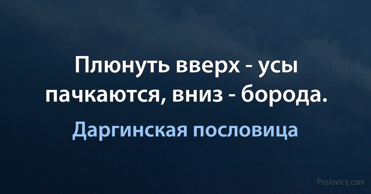 Плюнуть вверх - усы пачкаются, вниз - борода. (Даргинская пословица)