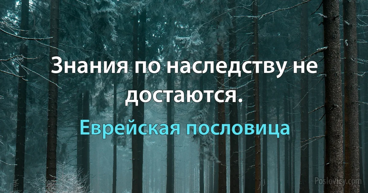 Знания по наследству не достаются. (Еврейская пословица)