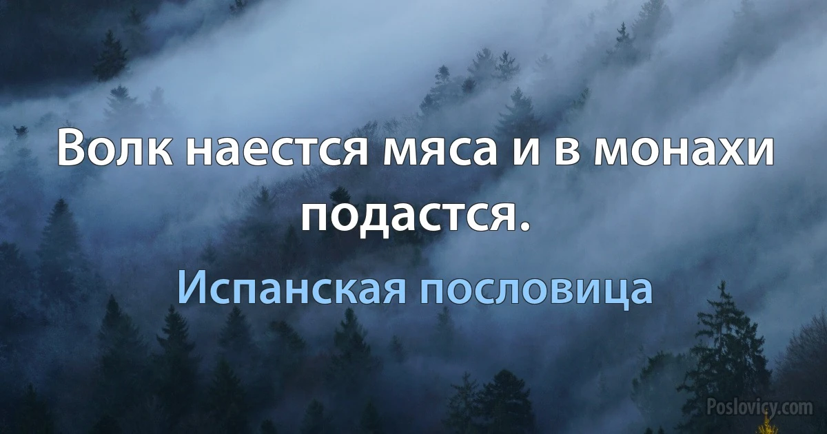 Волк наестся мяса и в монахи подастся. (Испанская пословица)