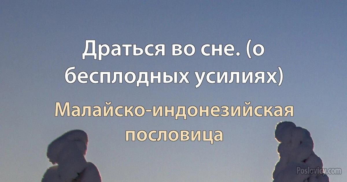 Драться во сне. (о бесплодных усилиях) (Малайско-индонезийская пословица)