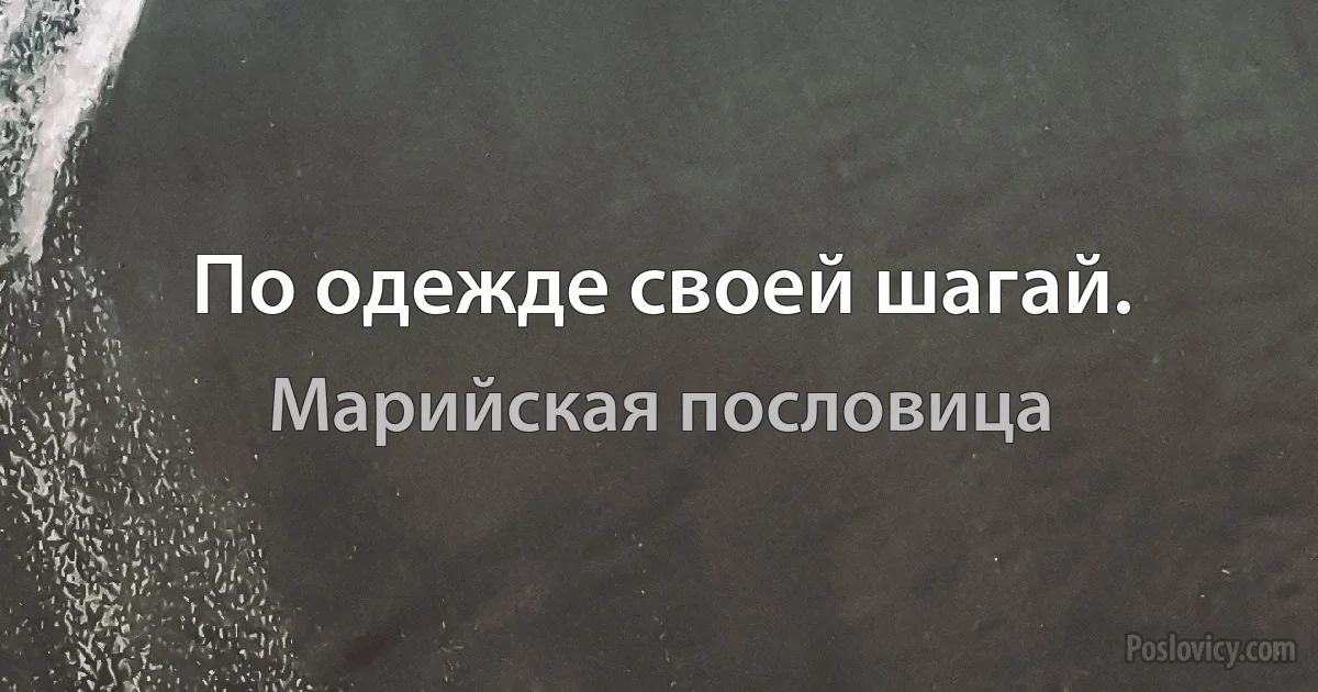 По одежде своей шагай. (Марийская пословица)