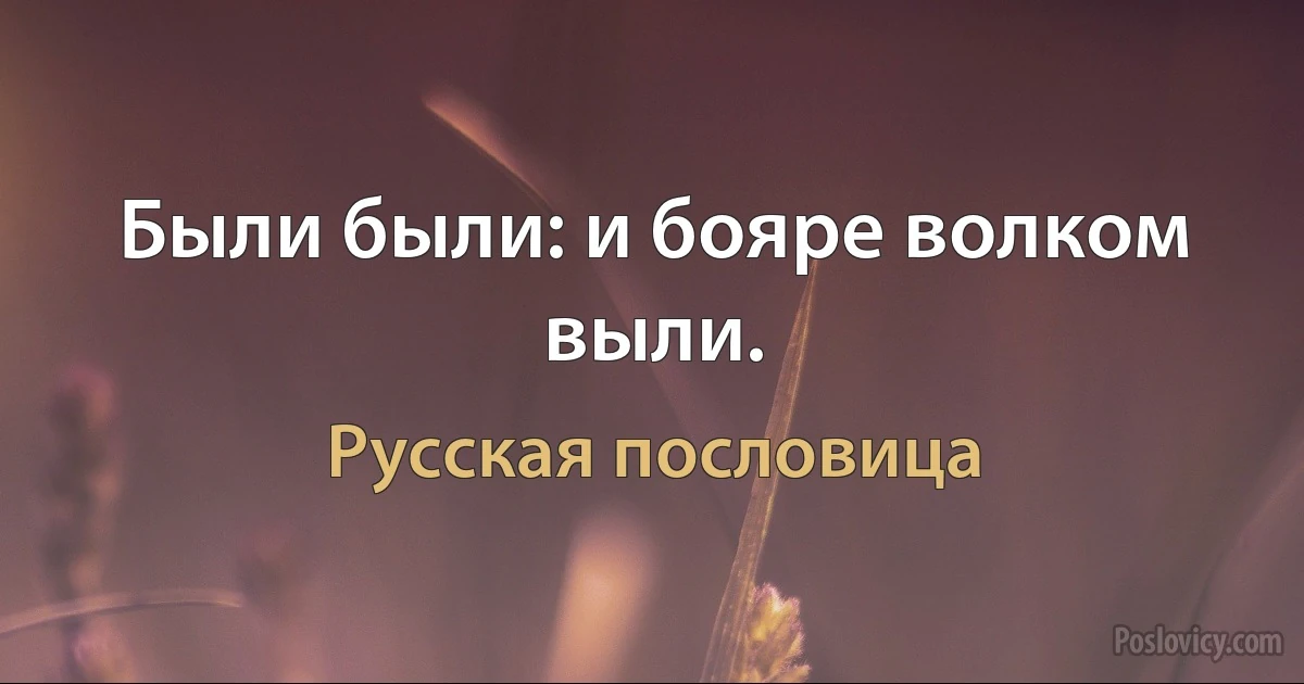 Были были: и бояре волком выли. (Русская пословица)