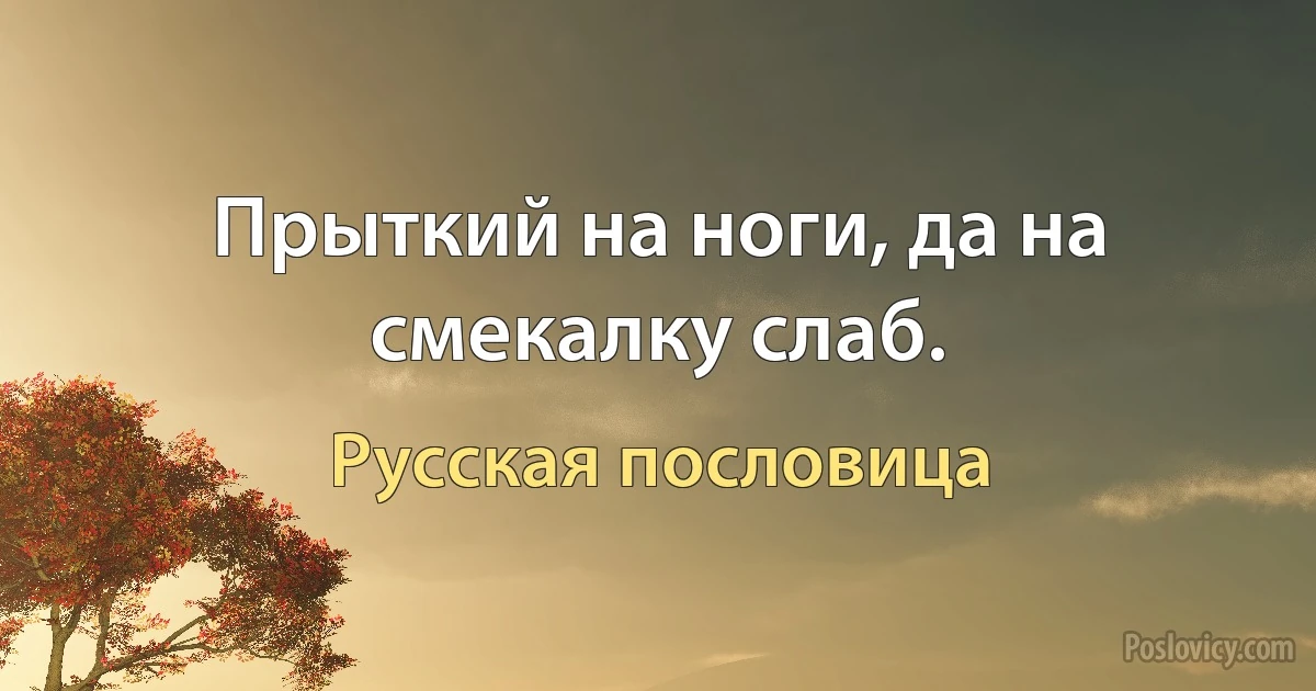 Прыткий на ноги, да на смекалку слаб. (Русская пословица)