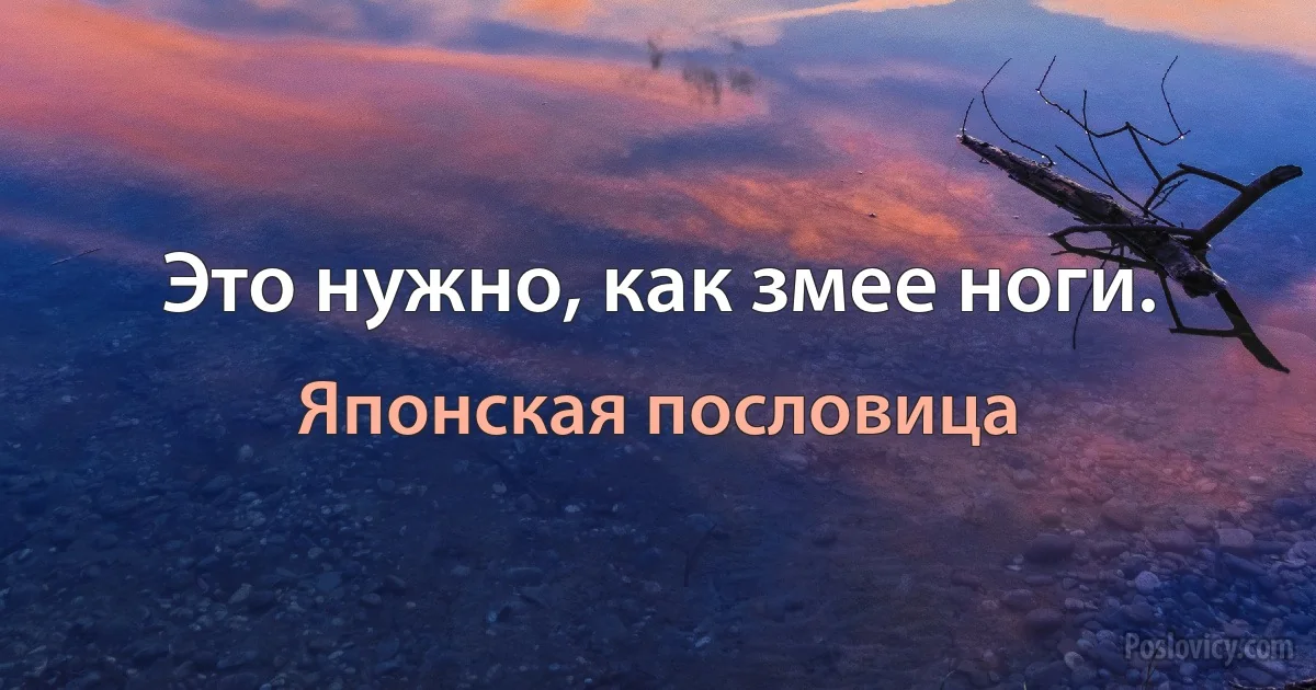 Это нужно, как змее ноги. (Японская пословица)