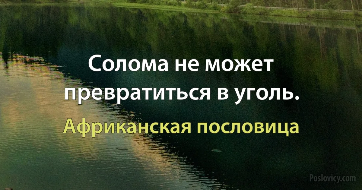 Солома не может превратиться в уголь. (Африканская пословица)