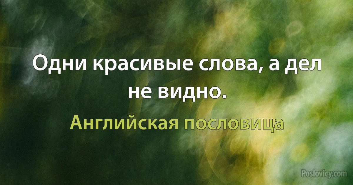 Одни красивые слова, а дел не видно. (Английская пословица)