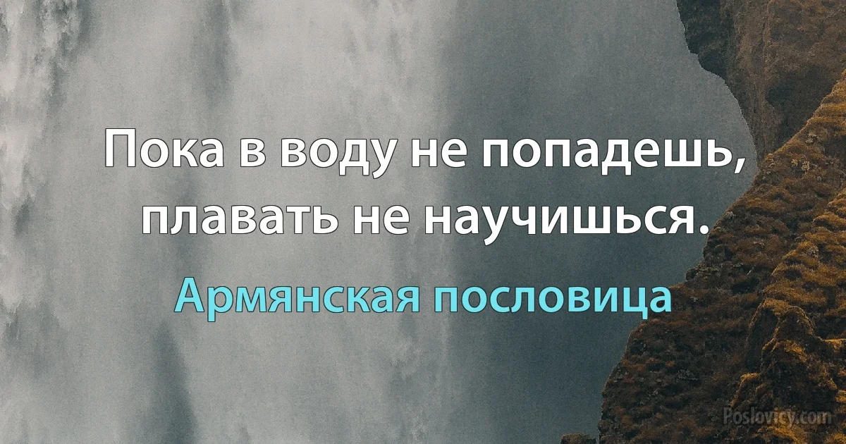 Пока в воду не попадешь, плавать не научишься. (Армянская пословица)