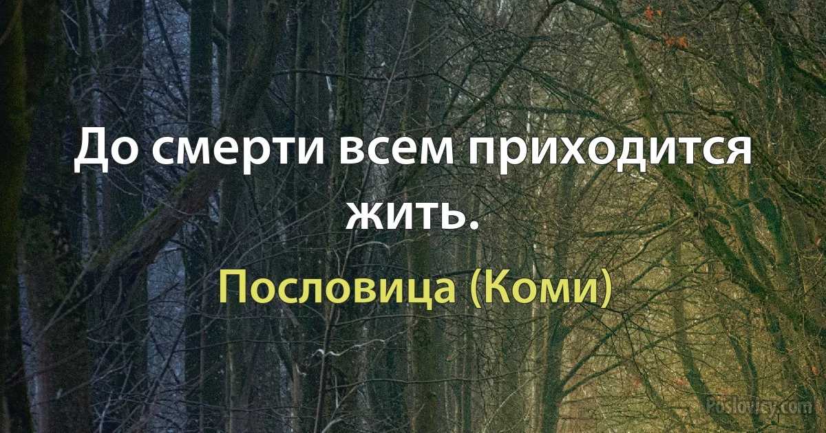 До смерти всем приходится жить. (Пословица (Коми))