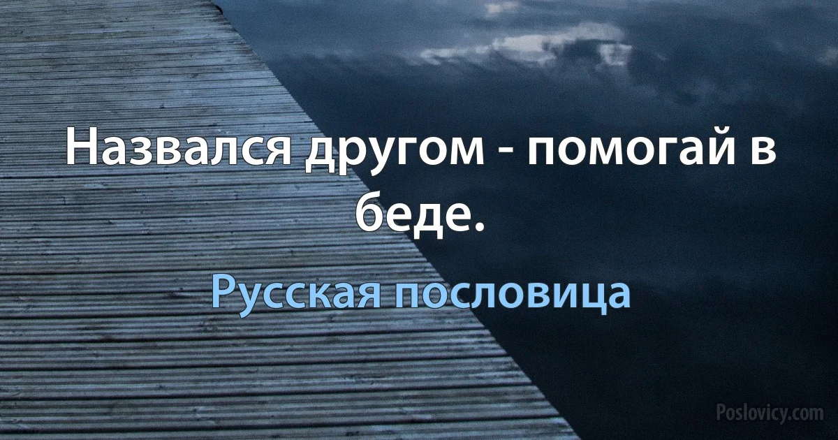 Назвался другом - помогай в беде. (Русская пословица)