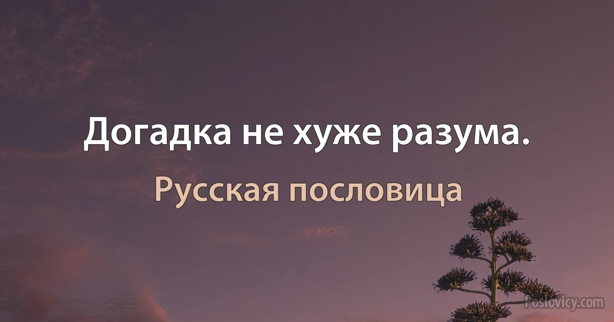 Догадка не хуже разума. (Русская пословица)