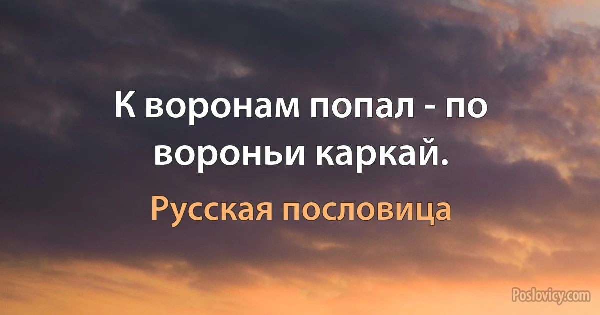 К воронам попал - по вороньи каркай. (Русская пословица)