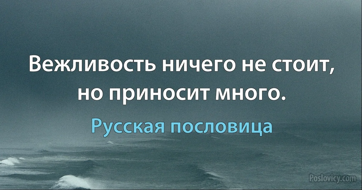 Вежливость ничего не стоит, но приносит много. (Русская пословица)