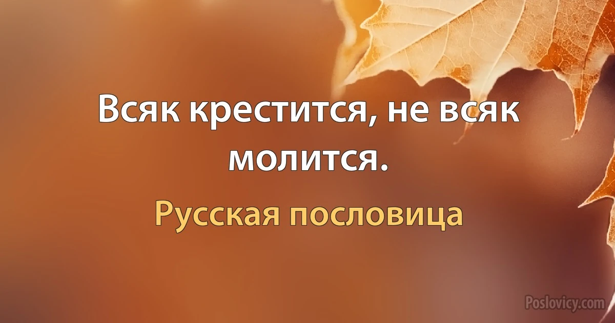 Всяк крестится, не всяк молится. (Русская пословица)