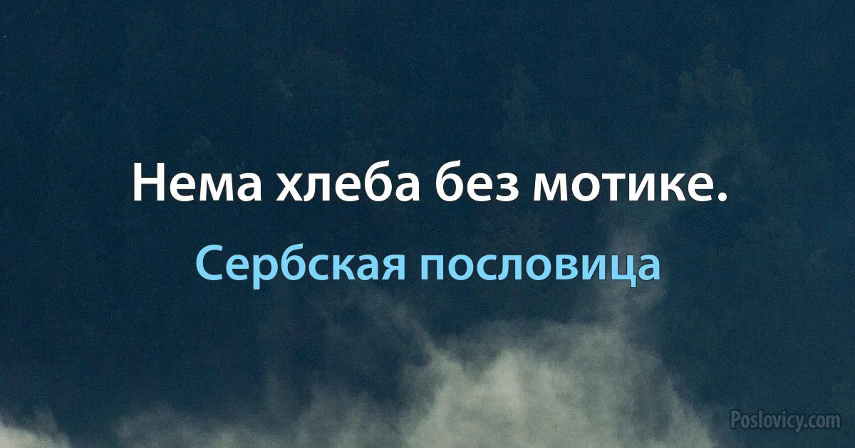 Нема хлеба без мотике. (Сербская пословица)