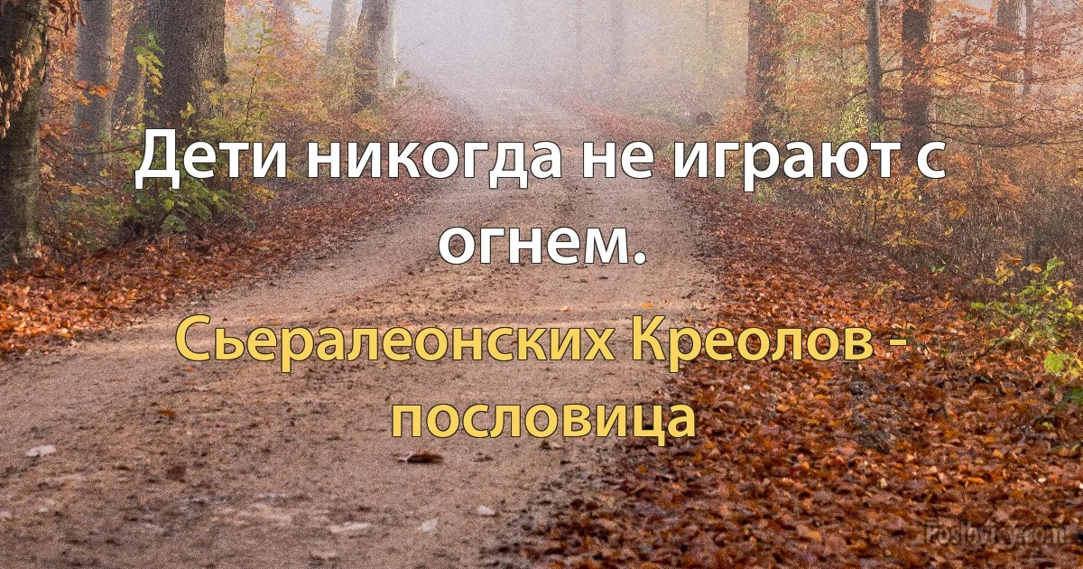 Дети никогда не играют с огнем. (Сьералеонских Креолов - пословица)