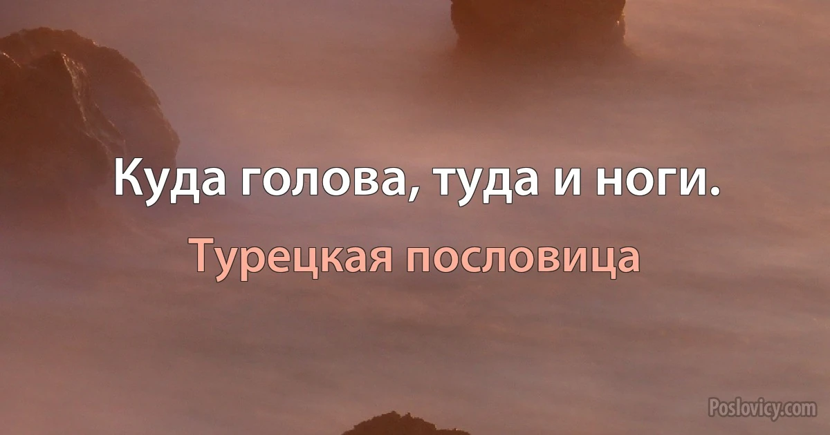 Куда голова, туда и ноги. (Турецкая пословица)