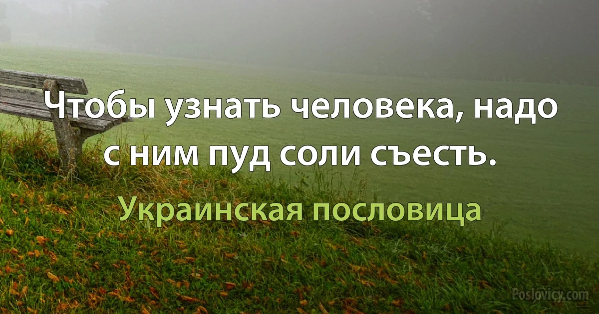 Чтобы узнать человека, надо с ним пуд соли съесть. (Украинская пословица)