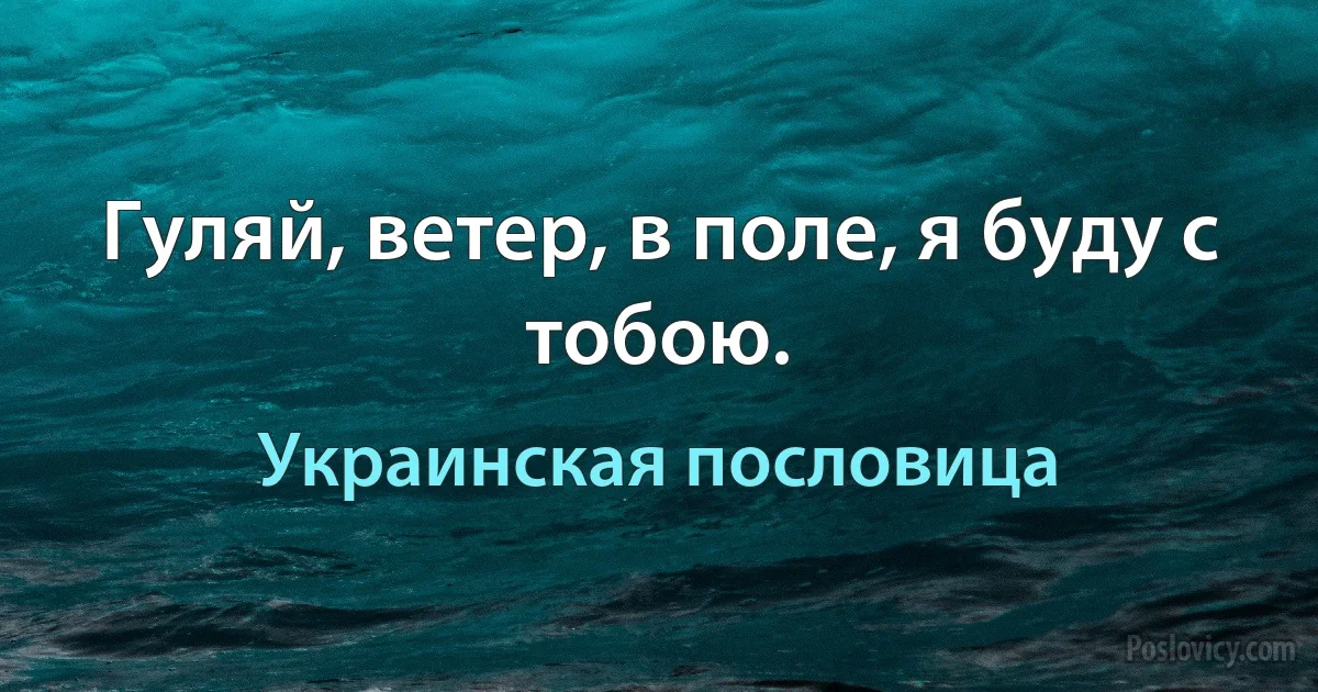 Гуляй, ветер, в поле, я буду с тобою. (Украинская пословица)