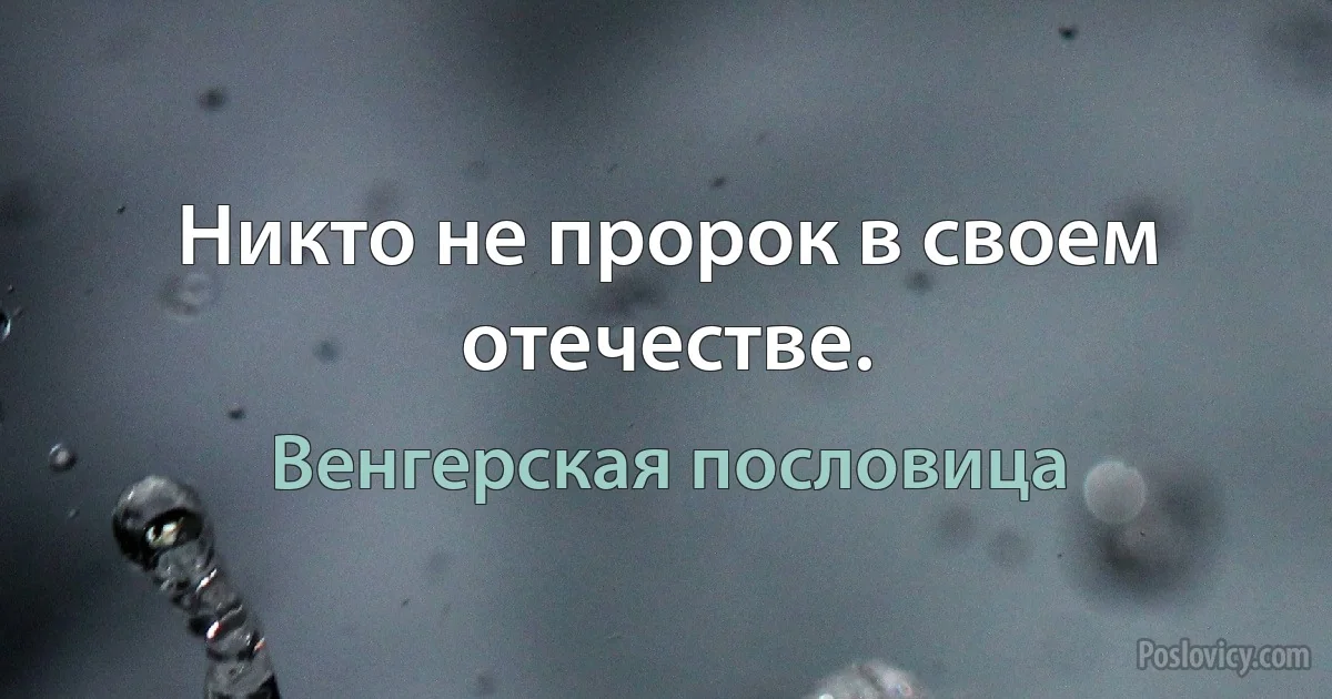 Никто не пророк в своем отечестве. (Венгерская пословица)