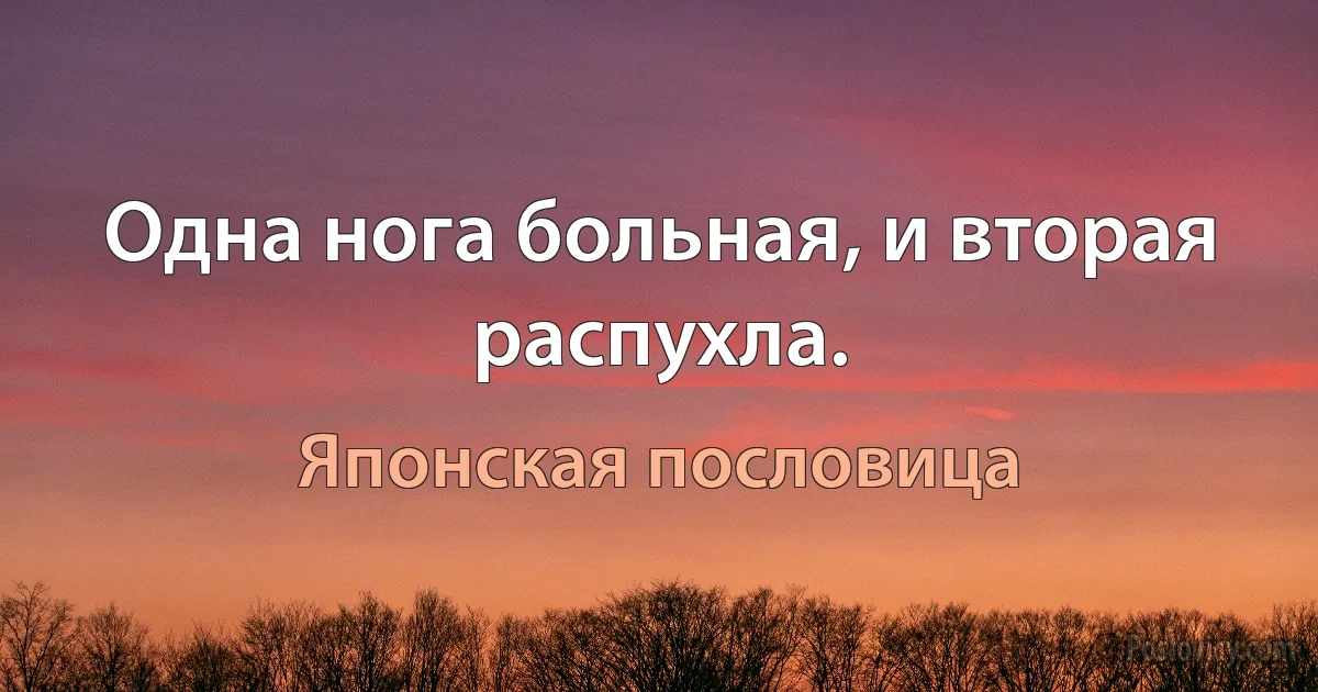 Одна нога больная, и вторая распухла. (Японская пословица)