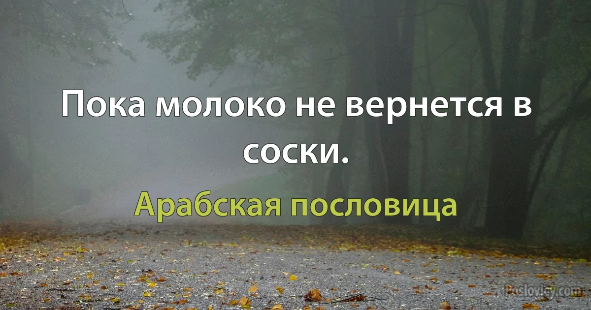 Пока молоко не вернется в соски. (Арабская пословица)