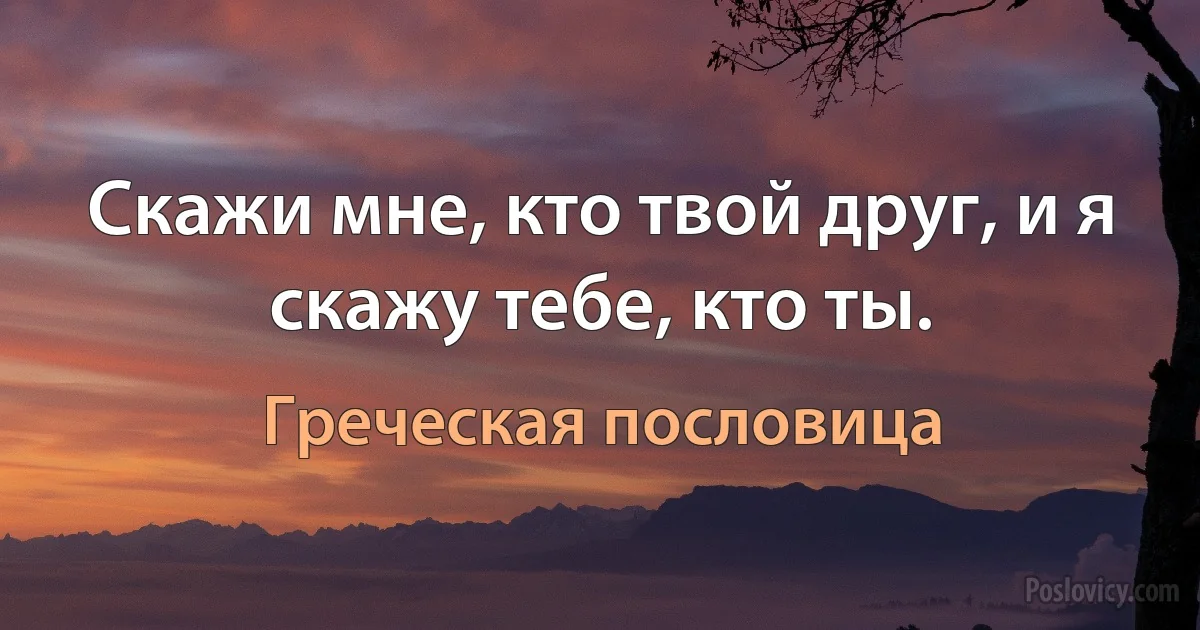 Скажи мне, кто твой друг, и я скажу тебе, кто ты. (Греческая пословица)