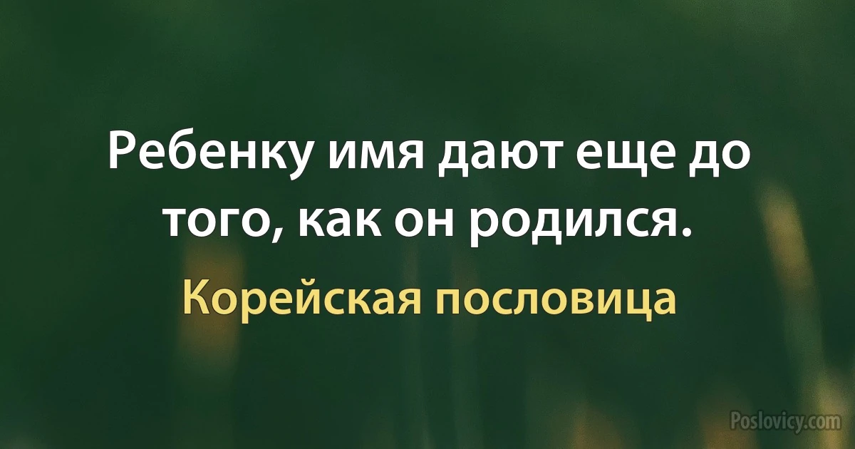 Ребенку имя дают еще до того, как он родился. (Корейская пословица)