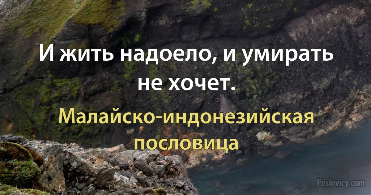 И жить надоело, и умирать не хочет. (Малайско-индонезийская пословица)