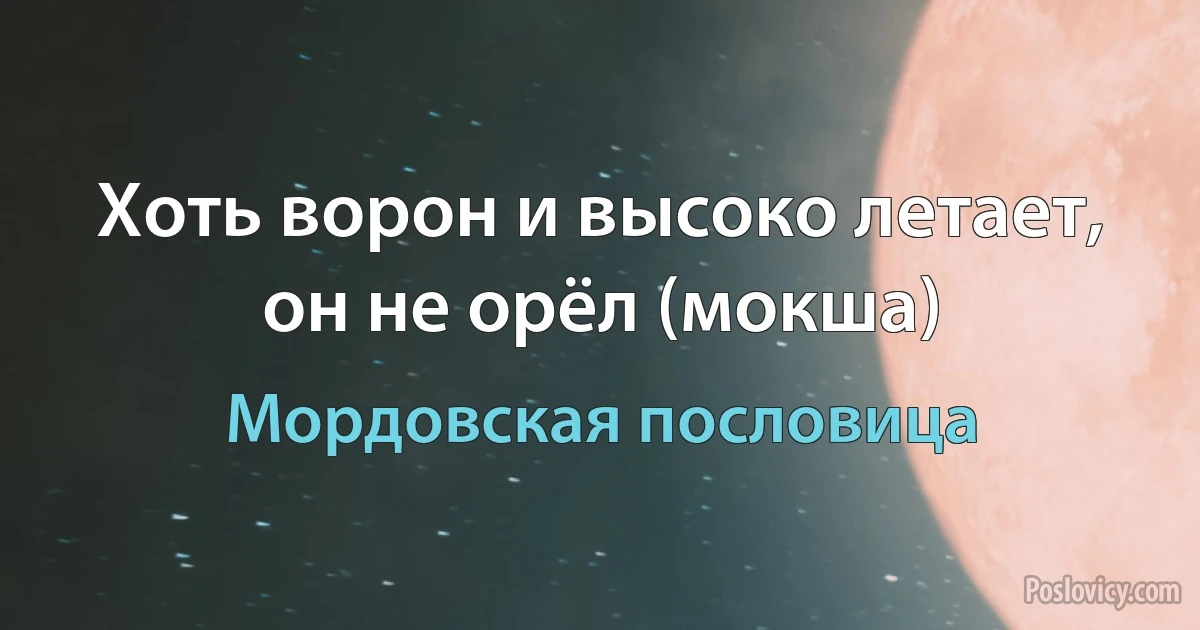 Хоть ворон и высоко летает, он не орёл (мокша) (Мордовская пословица)